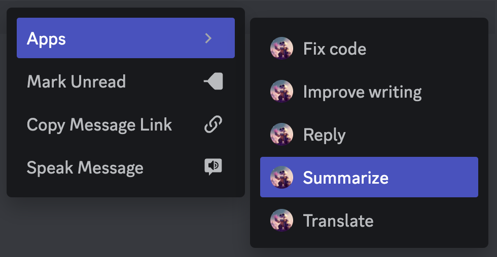 Screenshot of Discord right-click message options